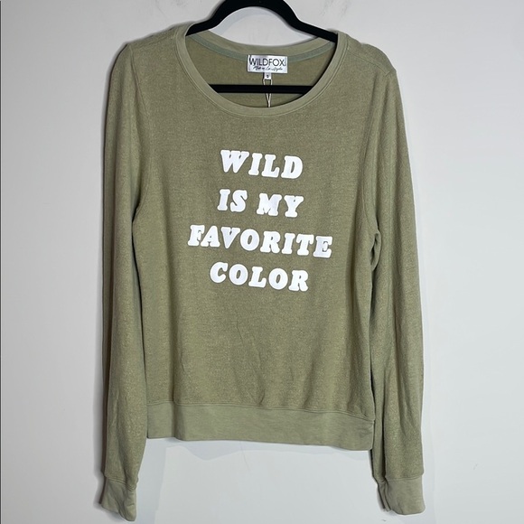 SOLD Wildfox | Wild Is My Favorite Color Green Beach Jumper Sweatshirt Size S - Picture 2 of 6